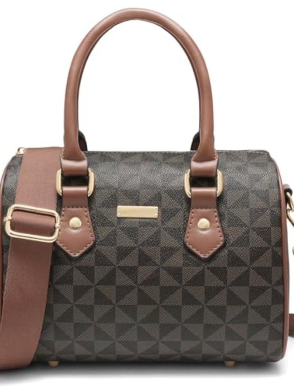 Vegan Leather Satchel Crossbody Top Handle Bag Detachable Strap